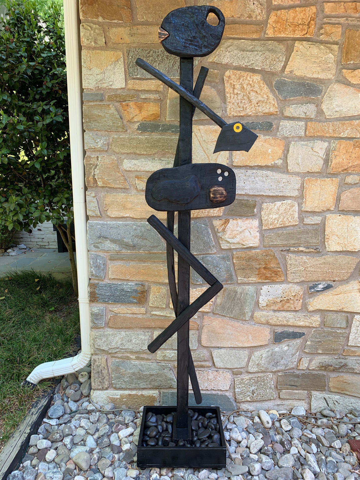 Organic Indoor-Outdoor Shou Sugi Ban Sculpture Totem #25/Personage #7