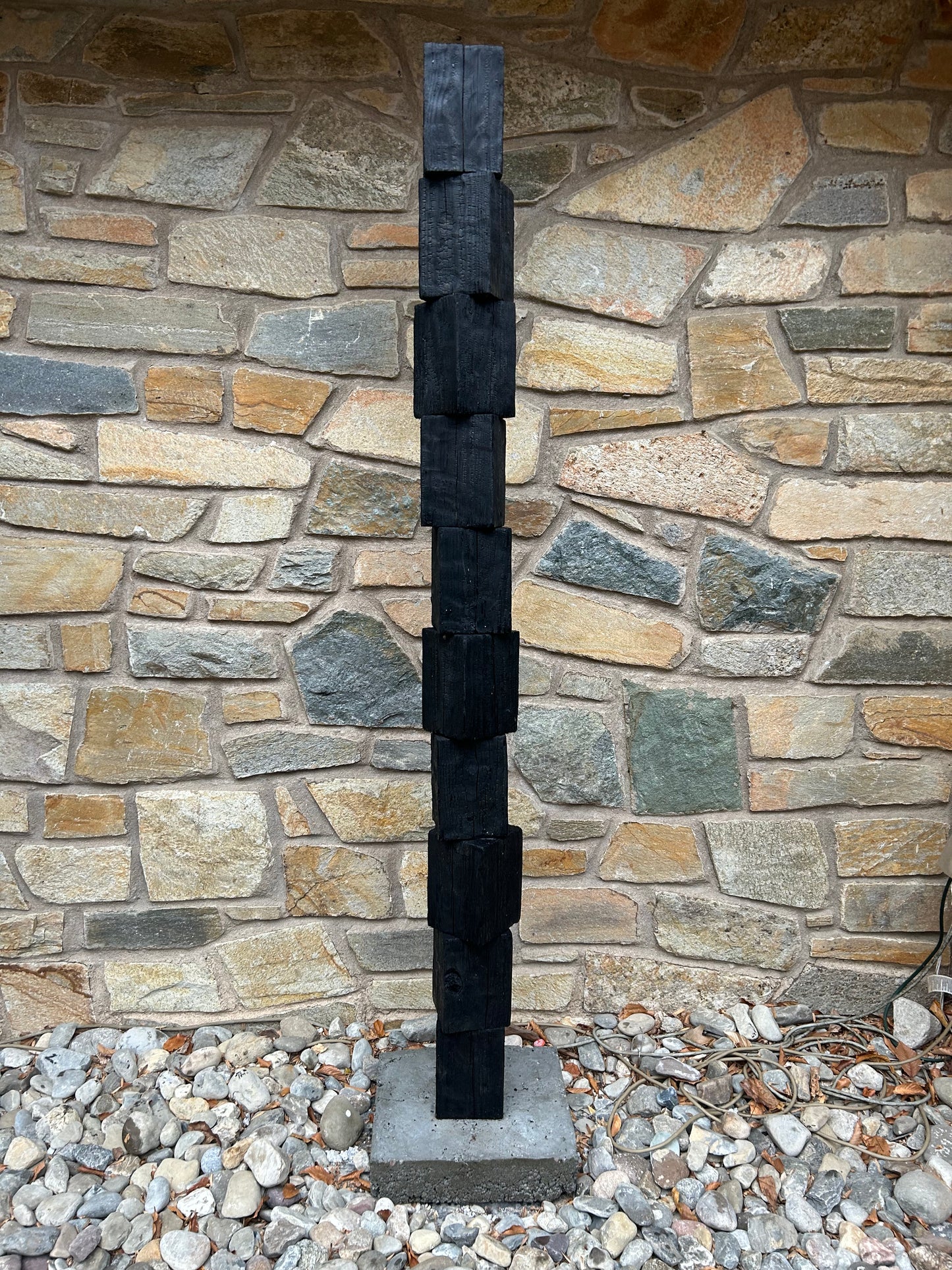 Organic Indoor-Outdoor Shou Sugi Ban Sculpture Totem #43 (Made-to-Order)