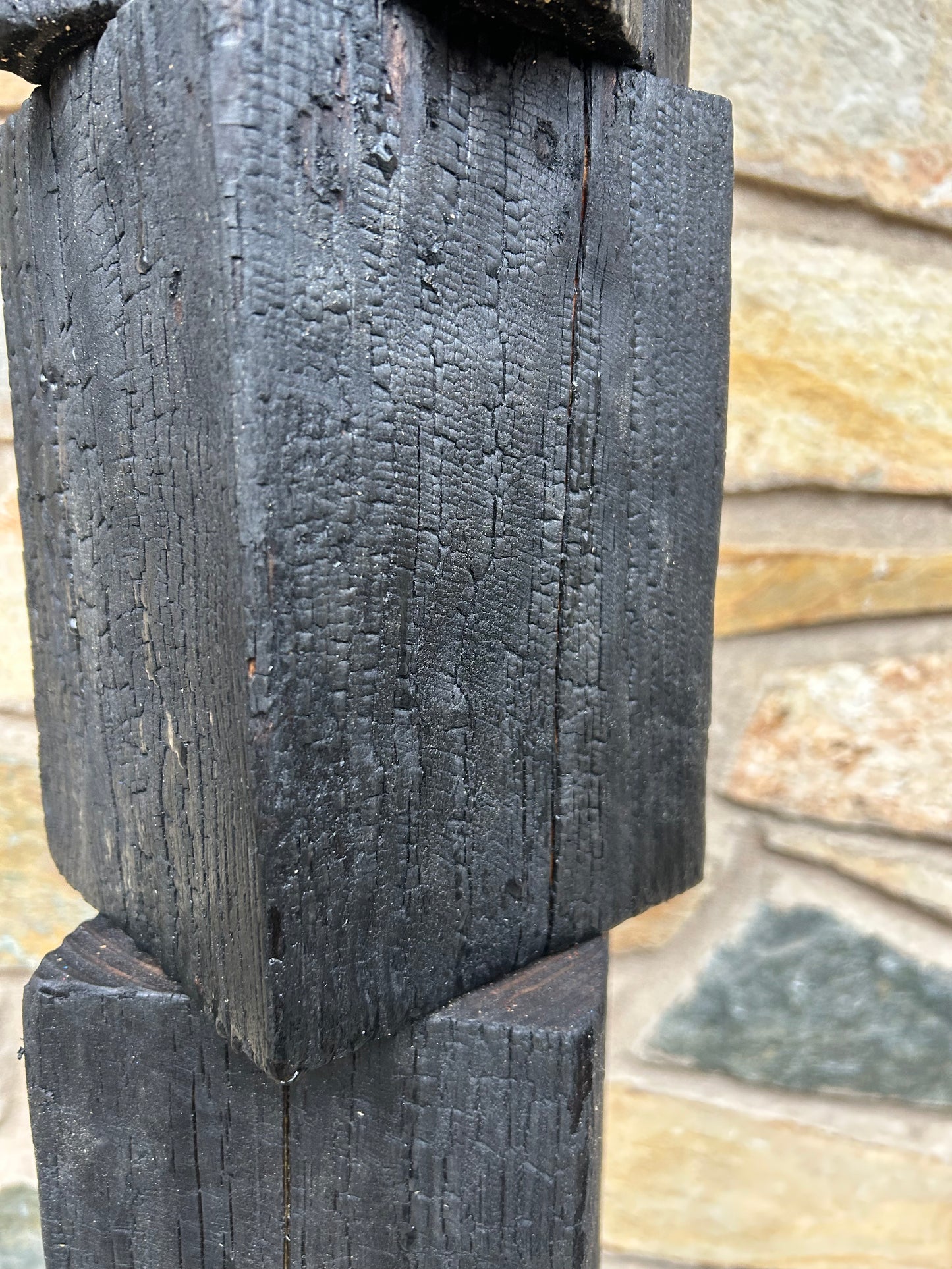 Organic Indoor-Outdoor Shou Sugi Ban Sculpture Totem #43 (Made-to-Order)