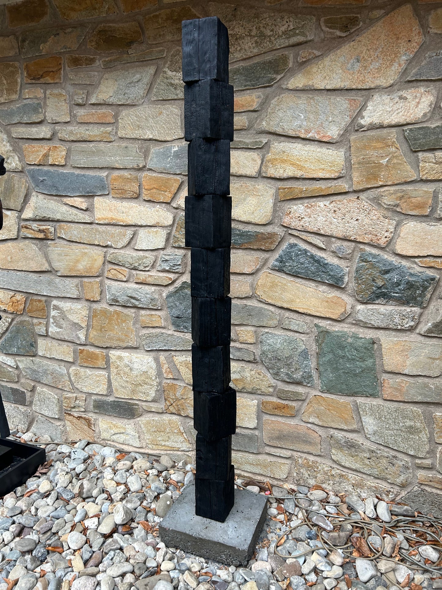 Organic Indoor-Outdoor Shou Sugi Ban Sculpture Totem #43 (Made-to-Order)