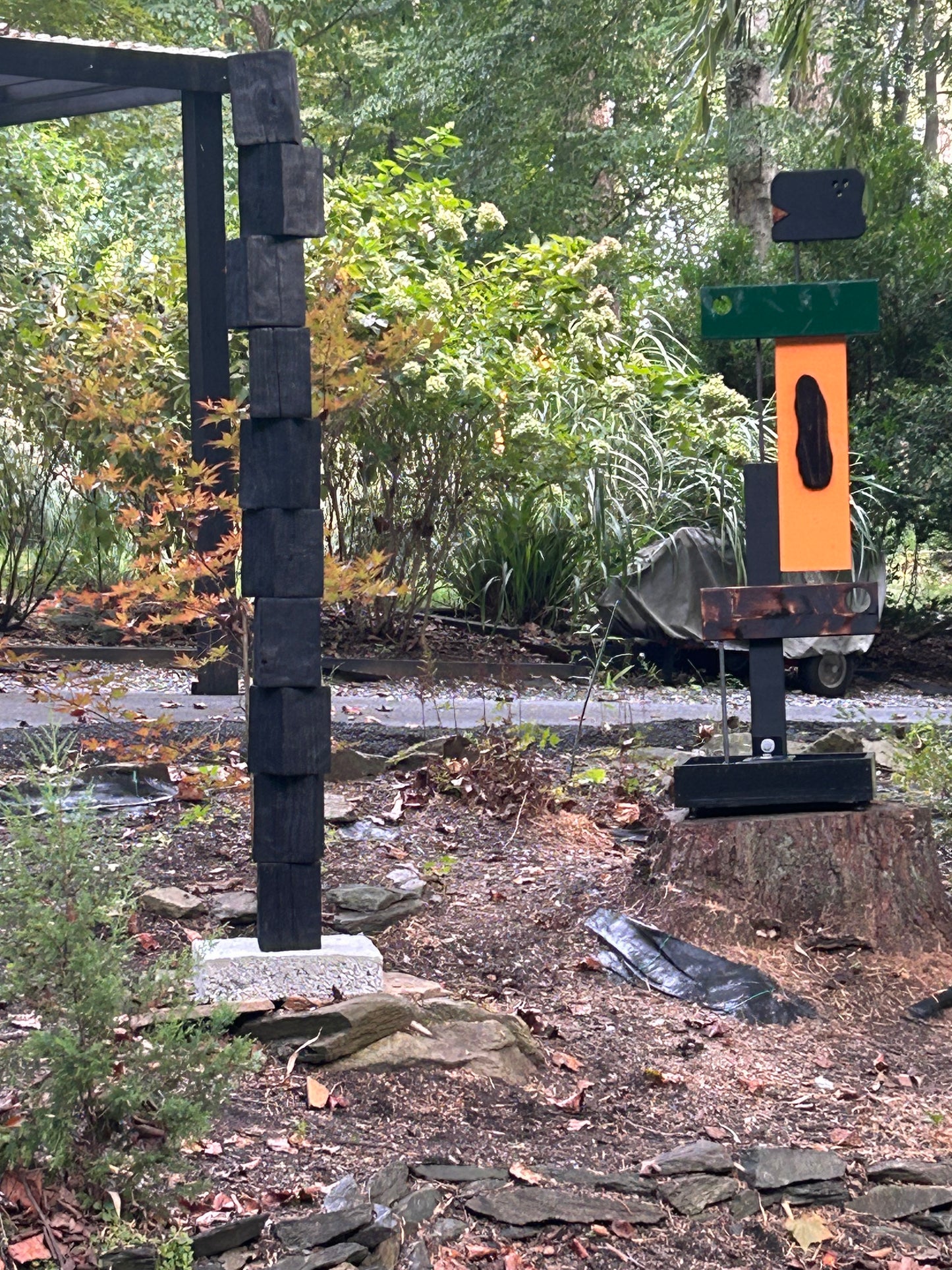 Organic Indoor-Outdoor Shou Sugi Ban Sculpture Totem #43 (Made-to-Order)