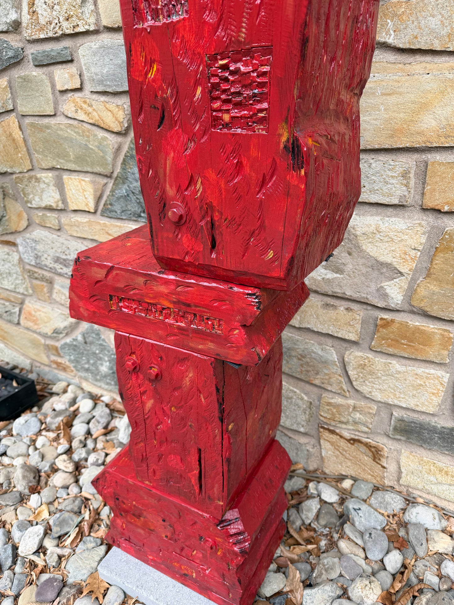 Rustic Red Block Totem #84 (Free Local Delivery & Installation to DC/MD/NVA)