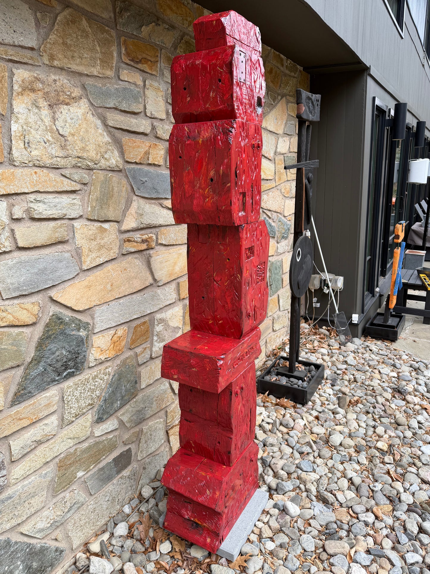 Rustic Red Block Totem #84 (Free Local Delivery & Installation to DC/MD/NVA)