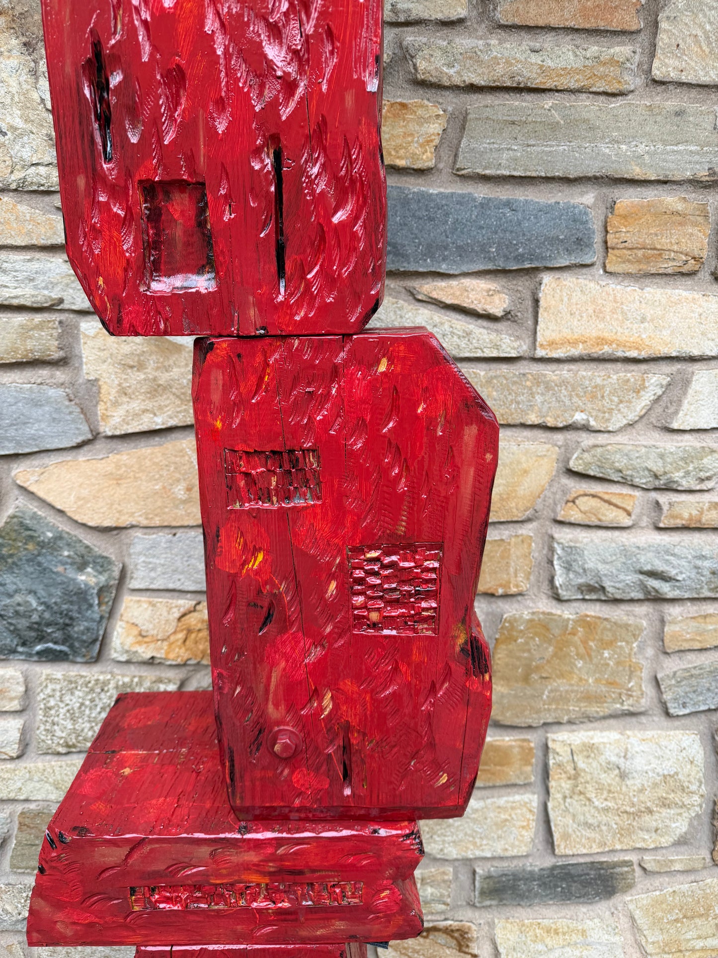 Rustic Red Block Totem #84 (Free Local Delivery & Installation to DC/MD/NVA)