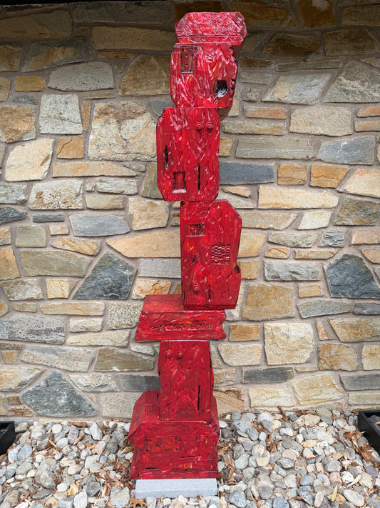 Rustic Red Block Totem #84 (Free Local Delivery & Installation to DC/MD/NVA)