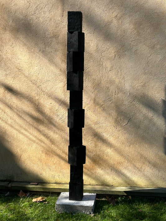 Organic Indoor-Outdoor Shou Sugi Ban Sculpture Totem #43 (Made-to-Order)