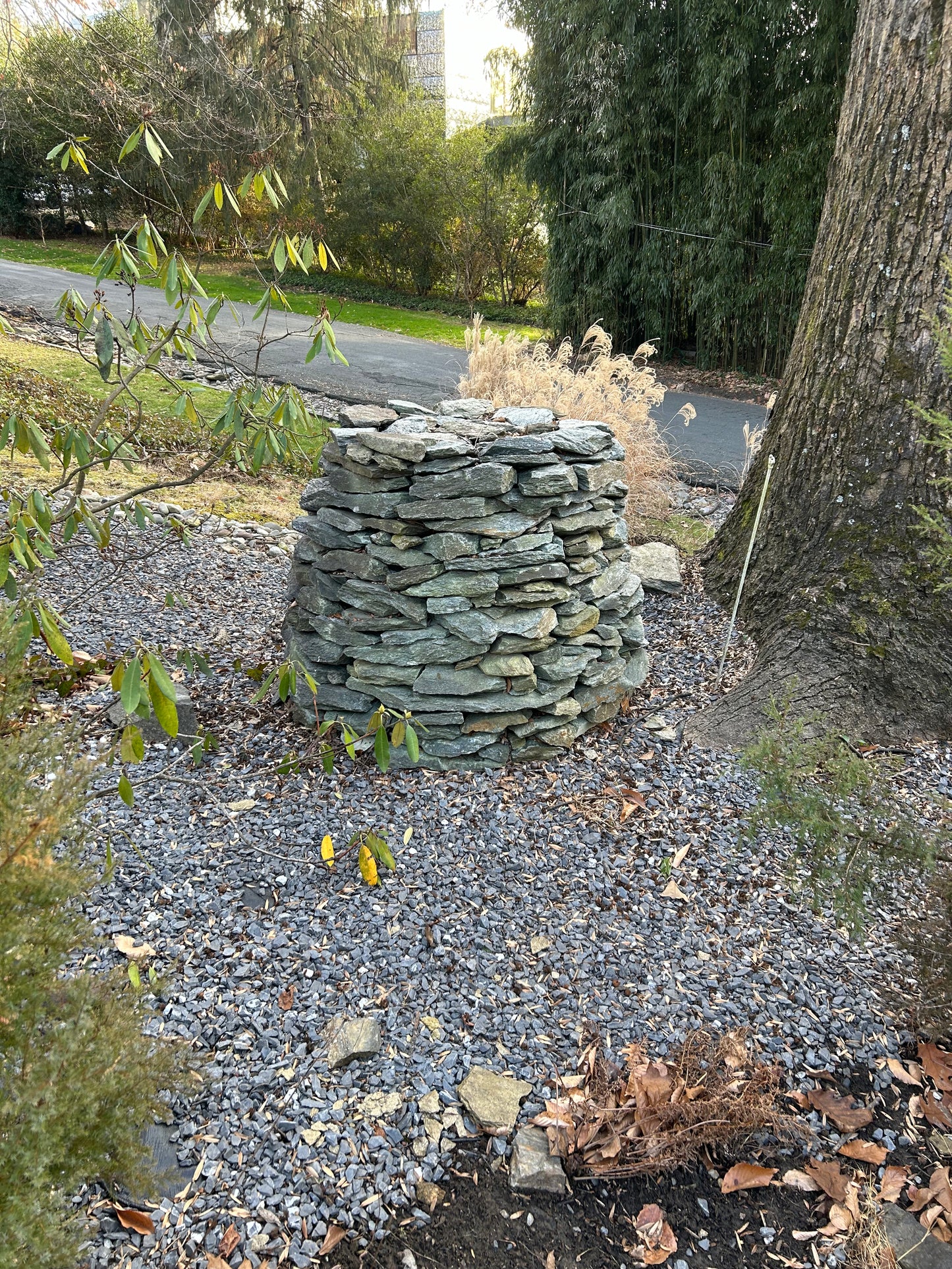 Stone Holz Hausen Sculpture