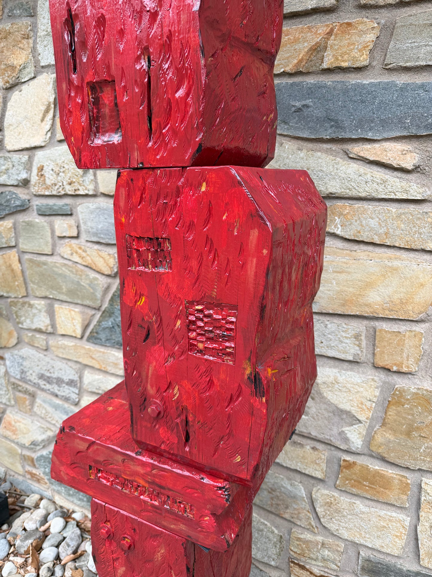 Rustic Red Block Totem #84 (Free Local Delivery & Installation to DC/MD/NVA)
