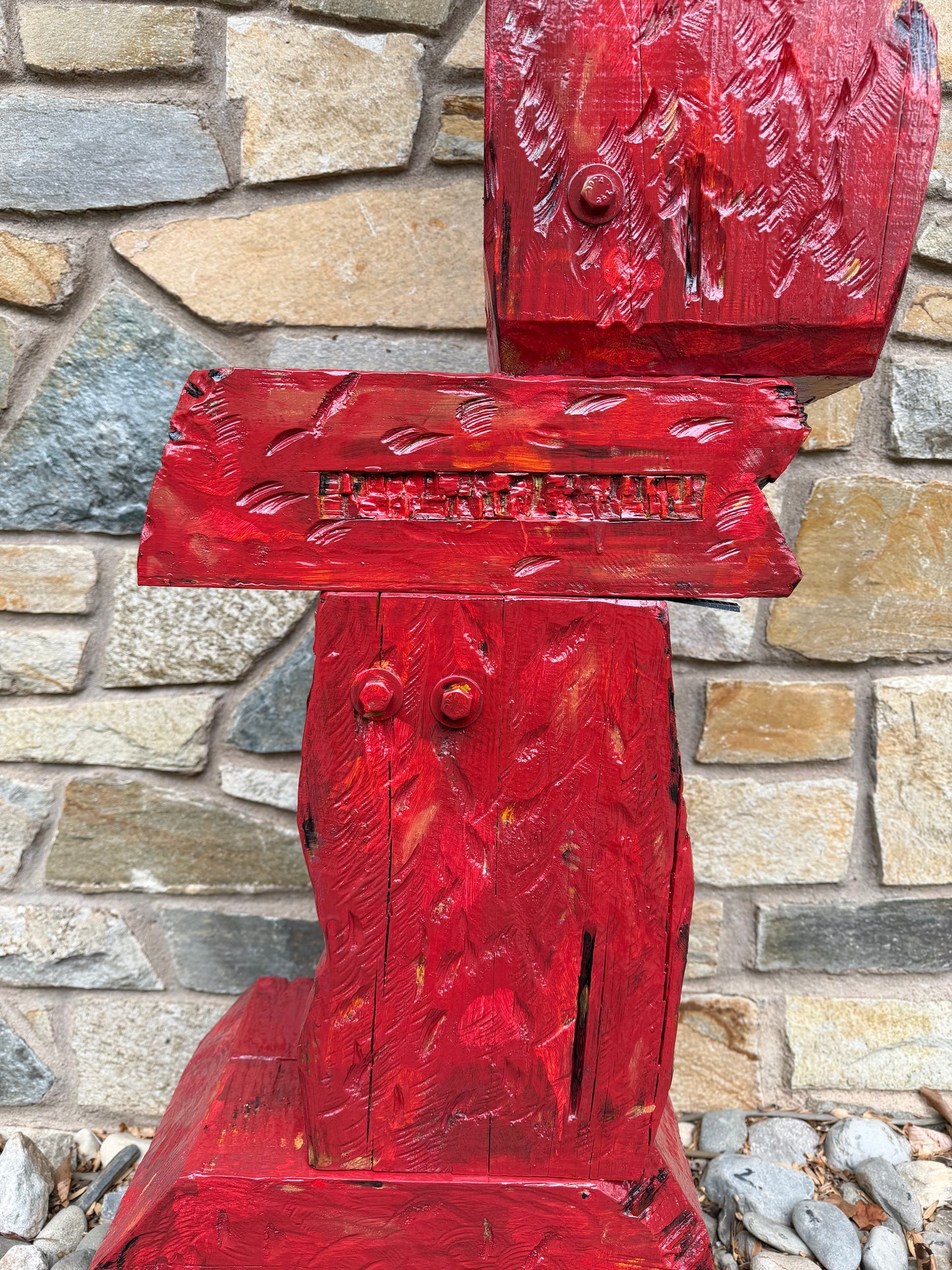 Rustic Red Block Totem #84 (Free Local Delivery & Installation to DC/MD/NVA)