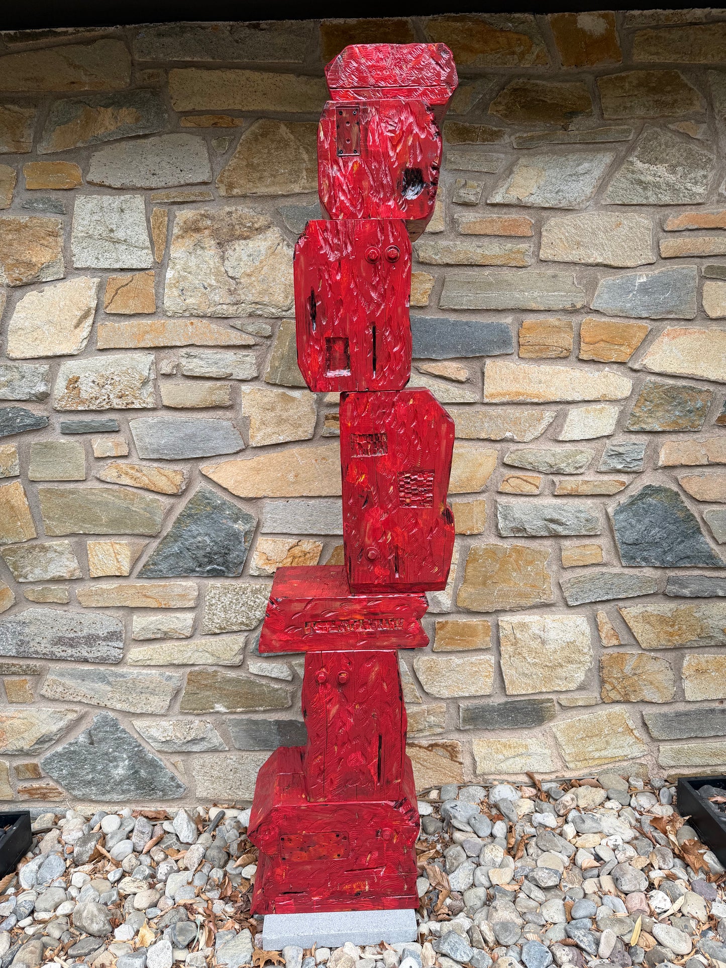 Rustic Red Block Totem #84 (Free Local Delivery & Installation to DC/MD/NVA)