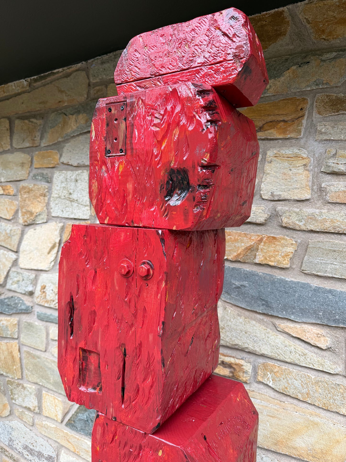 Rustic Red Block Totem #84 (Free Local Delivery & Installation to DC/MD/NVA)