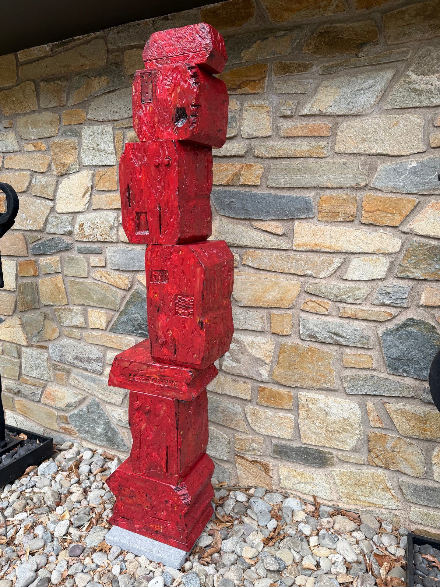 Rustic Red Block Totem #84 (Free Local Delivery & Installation to DC/MD/NVA)