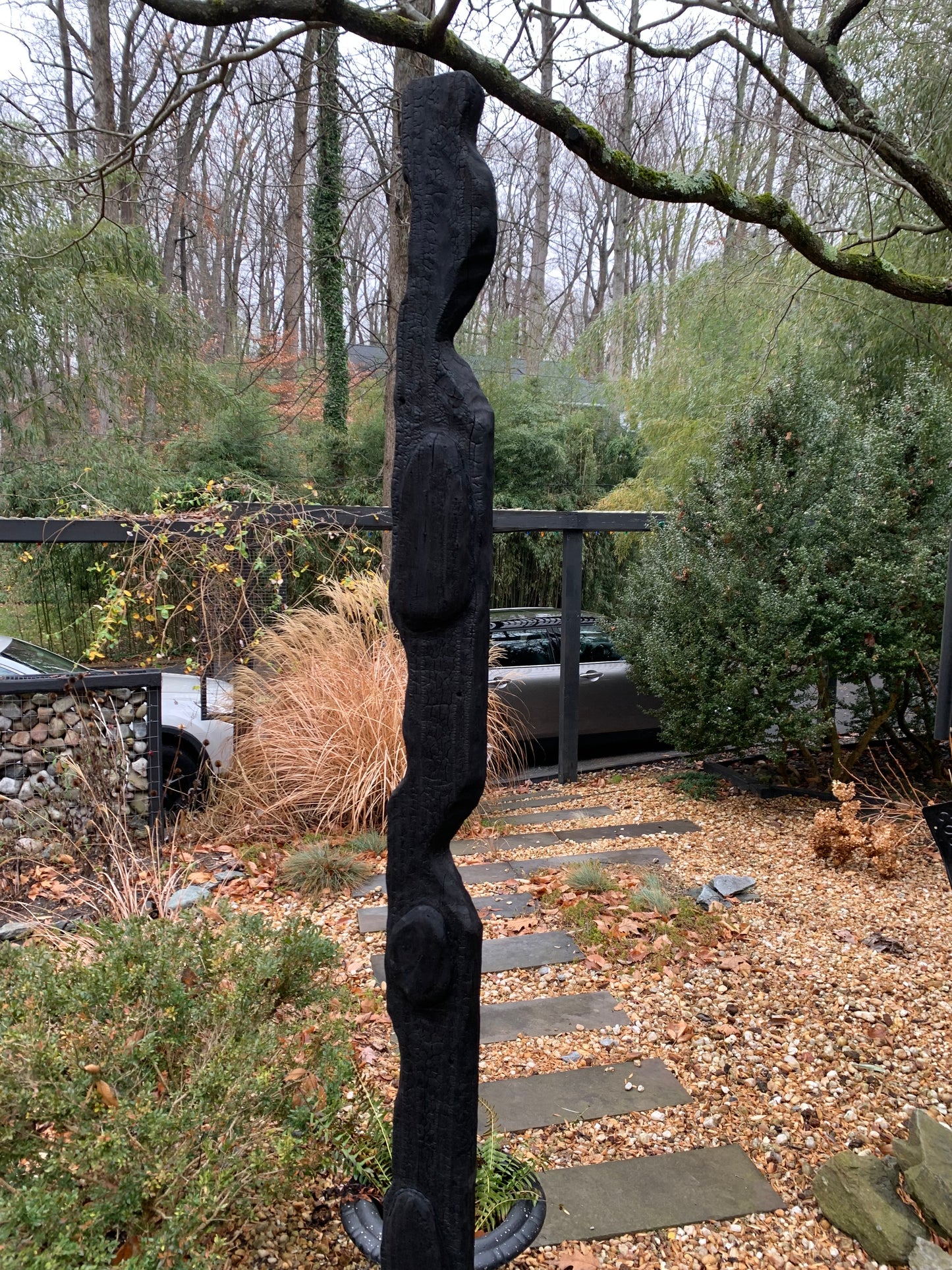 Outdoor Organic Shou Sugi Ban Totem #6 Sculpture