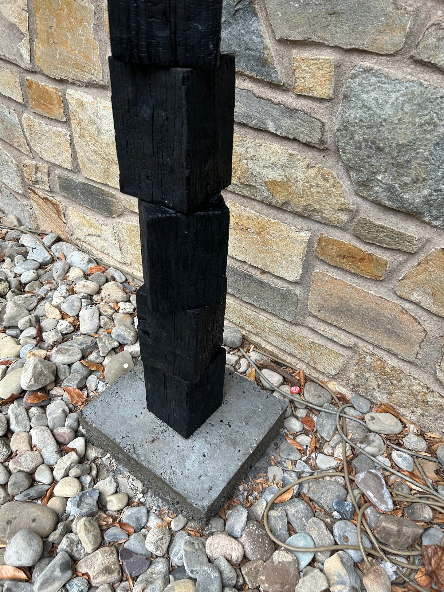 Organic Indoor-Outdoor Shou Sugi Ban Sculpture Totem #43 (Made-to-Order)