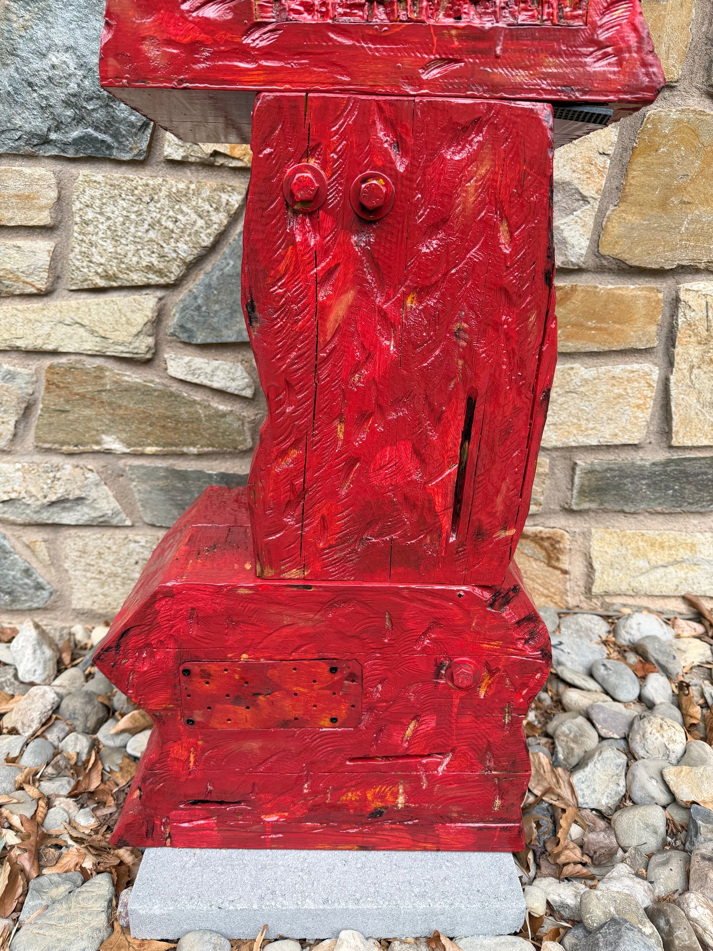 Rustic Red Block Totem #84 (Free Local Delivery & Installation to DC/MD/NVA)