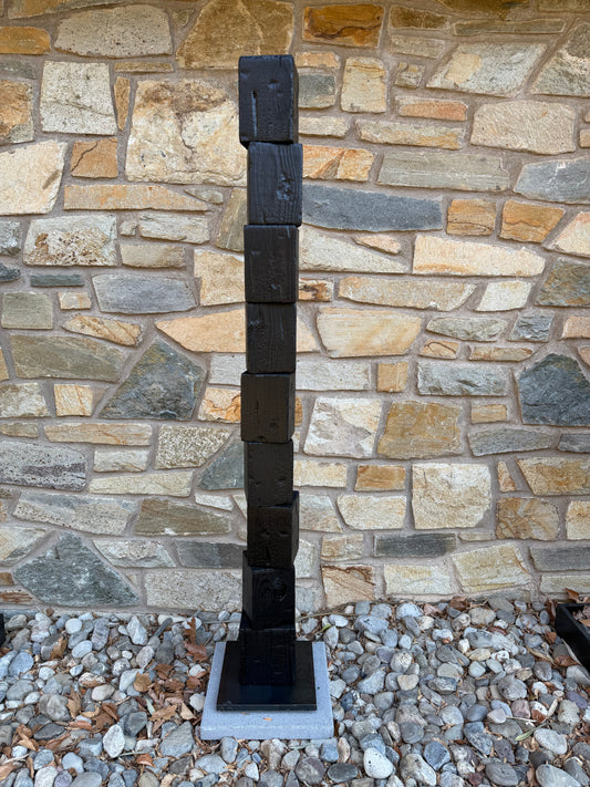 Organic Indoor-Outdoor Shou Sugi Ban Sculpture Totem #87 (Made-to-Order)