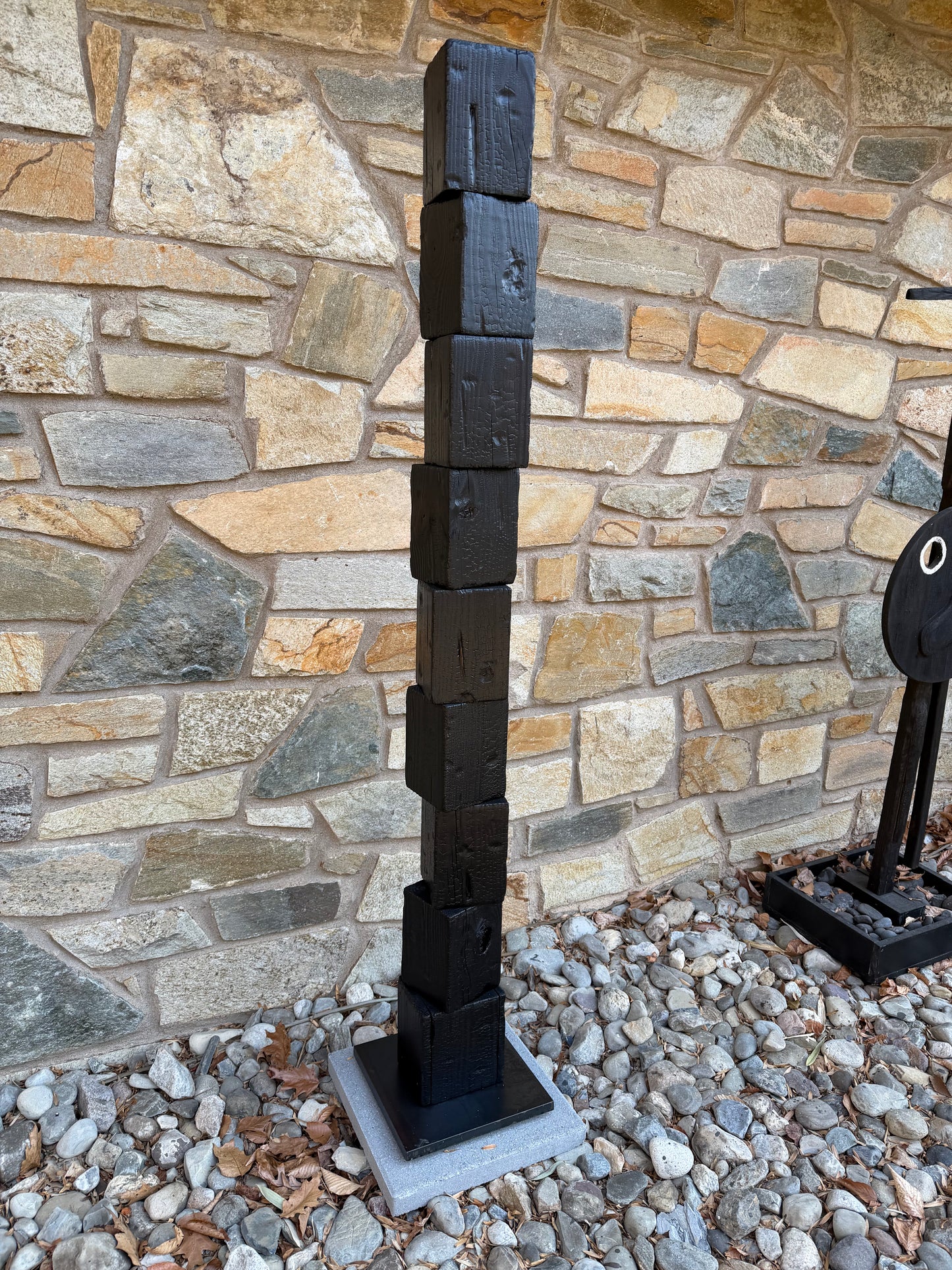 Organic Indoor-Outdoor Shou Sugi Ban Sculpture Totem #87 (Made-to-Order)