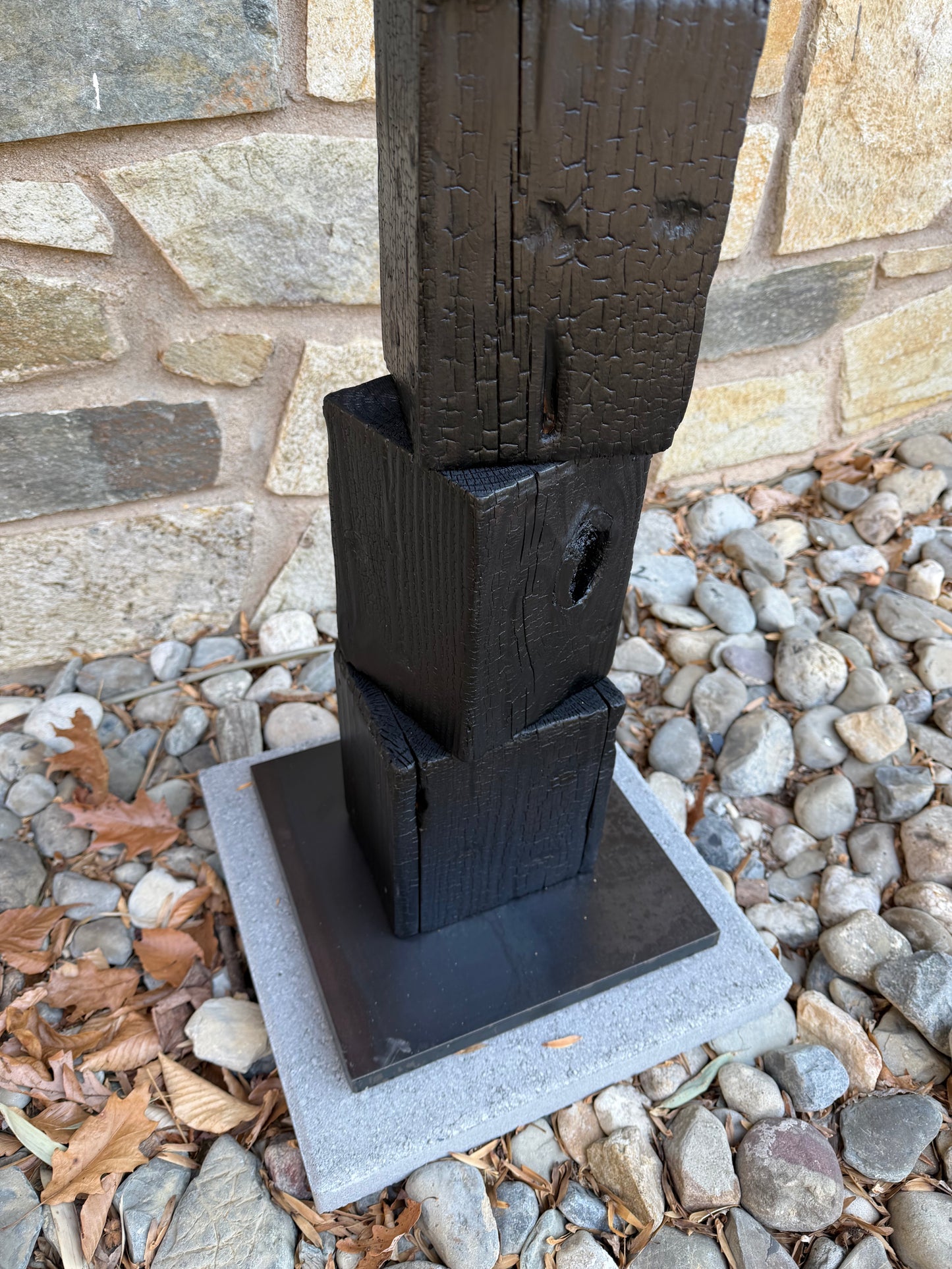 Organic Indoor-Outdoor Shou Sugi Ban Sculpture Totem #87 (Made-to-Order)