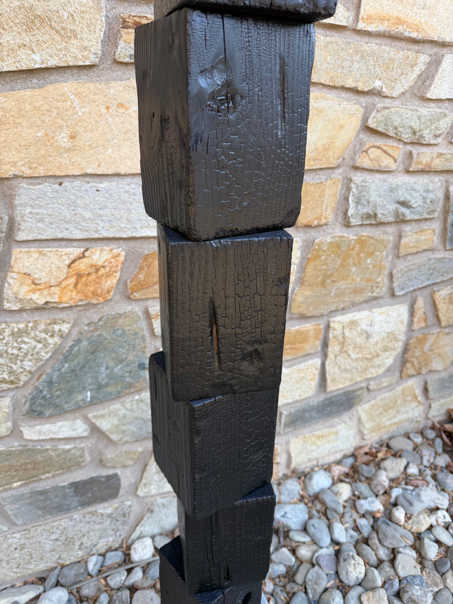 Organic Indoor-Outdoor Shou Sugi Ban Sculpture Totem #87 (Made-to-Order)