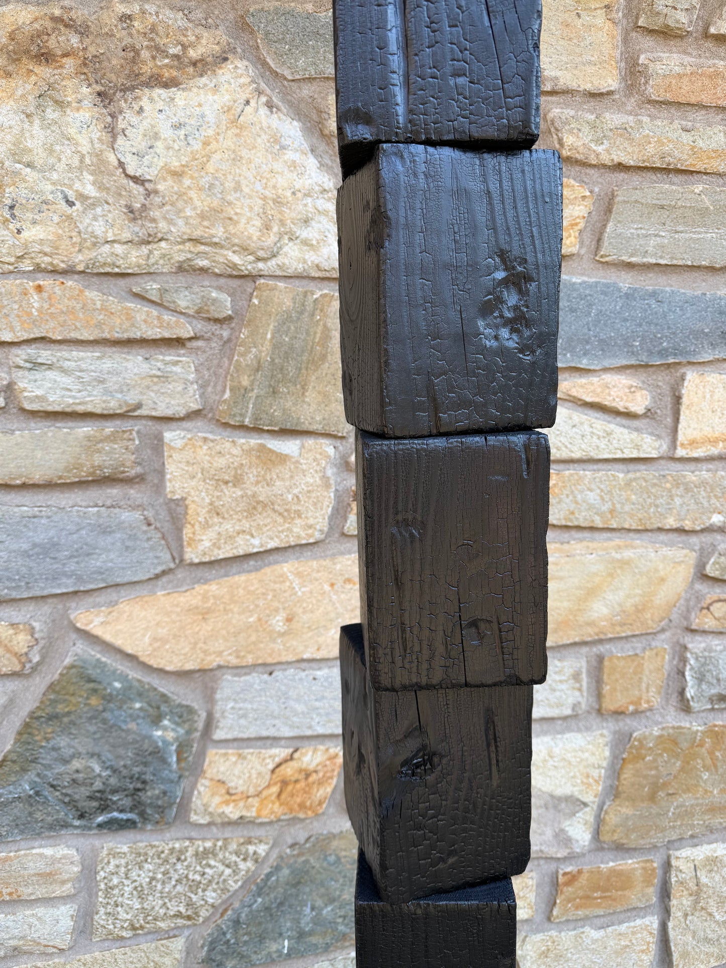 Organic Indoor-Outdoor Shou Sugi Ban Sculpture Totem #87 (Made-to-Order)