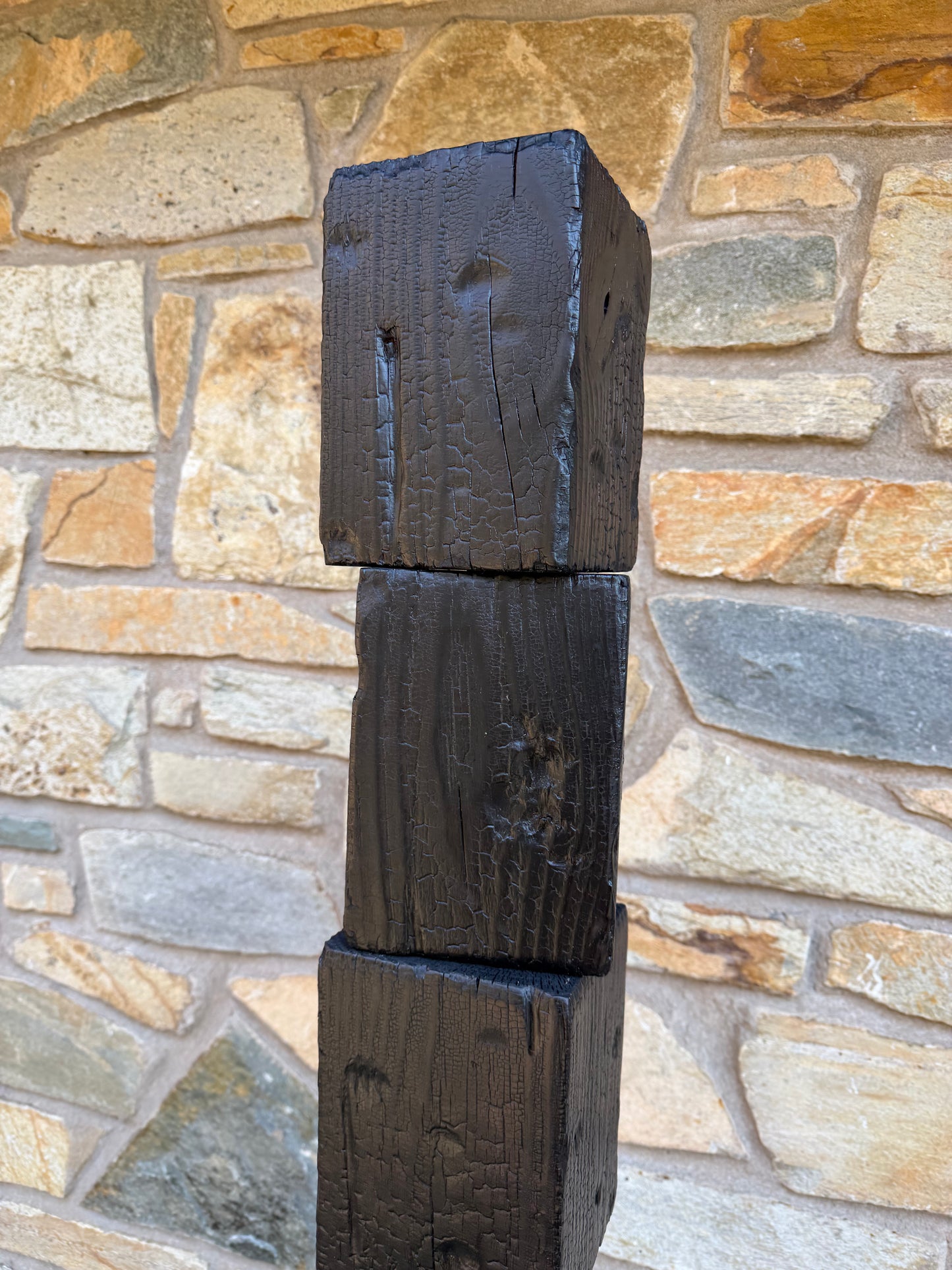 Organic Indoor-Outdoor Shou Sugi Ban Sculpture Totem #87 (Made-to-Order)