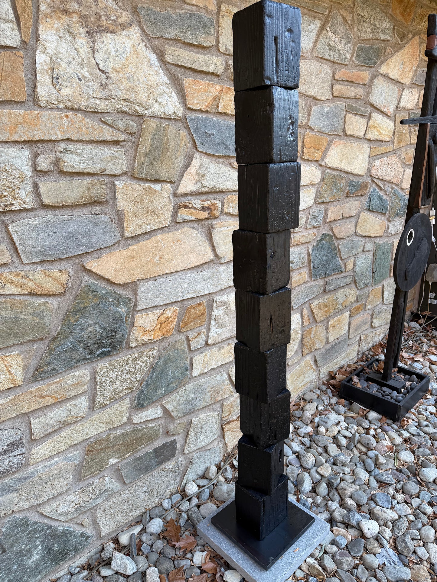 Organic Indoor-Outdoor Shou Sugi Ban Sculpture Totem #87 (Made-to-Order)