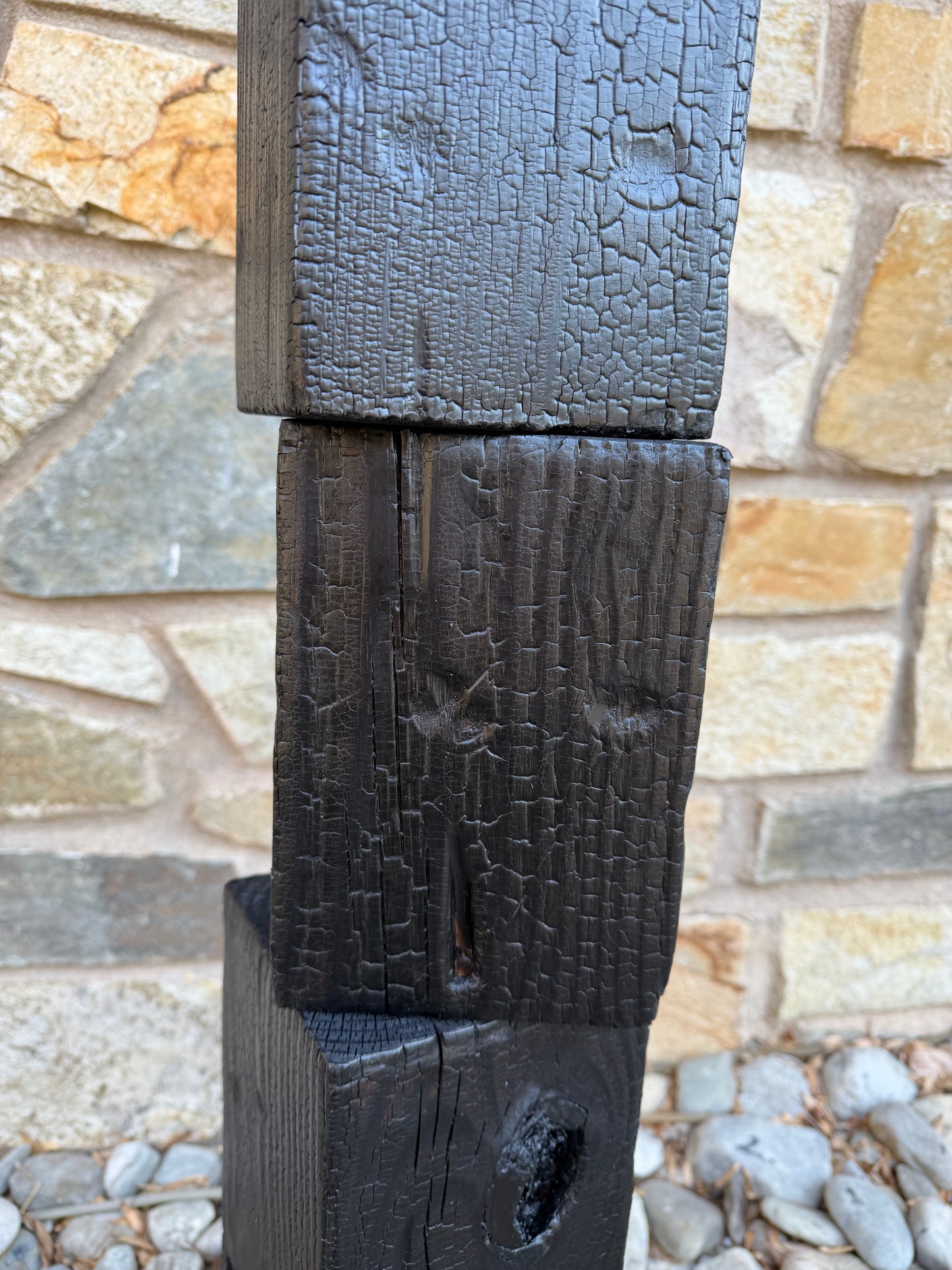 Organic Indoor-Outdoor Shou Sugi Ban Sculpture Totem #87 (Made-to-Order)