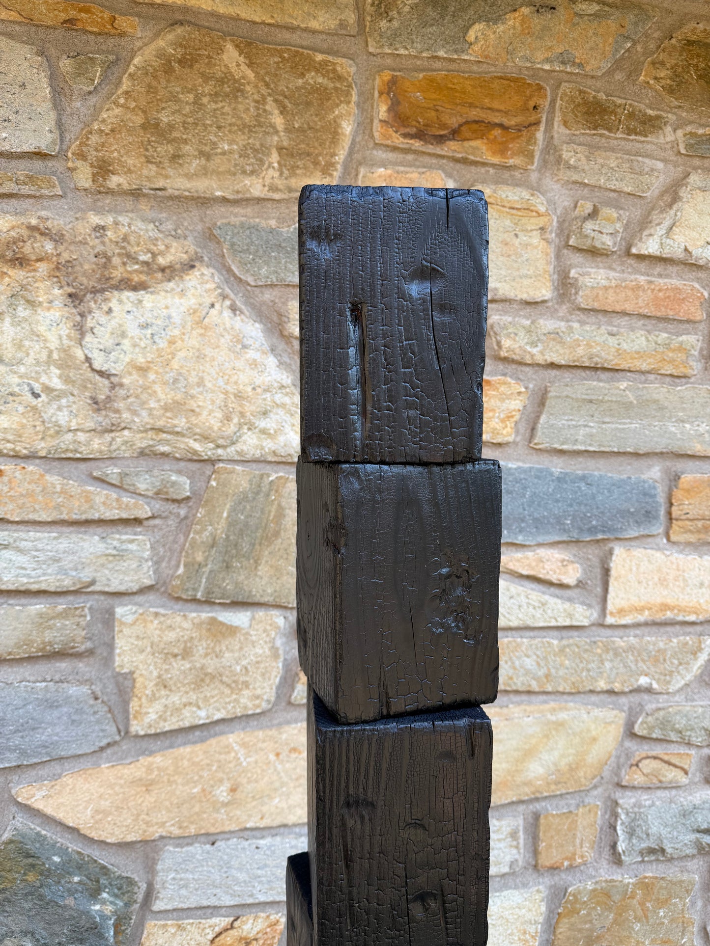 Organic Indoor-Outdoor Shou Sugi Ban Sculpture Totem #87 (Made-to-Order)