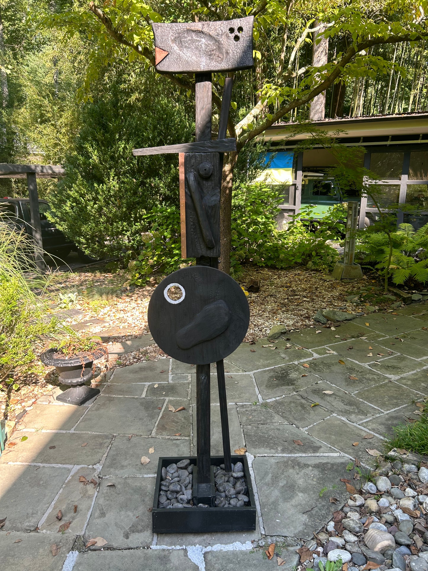 Organic Indoor-Outdoor Shou Sugi Ban Sculpture Totem #37/Personage #8