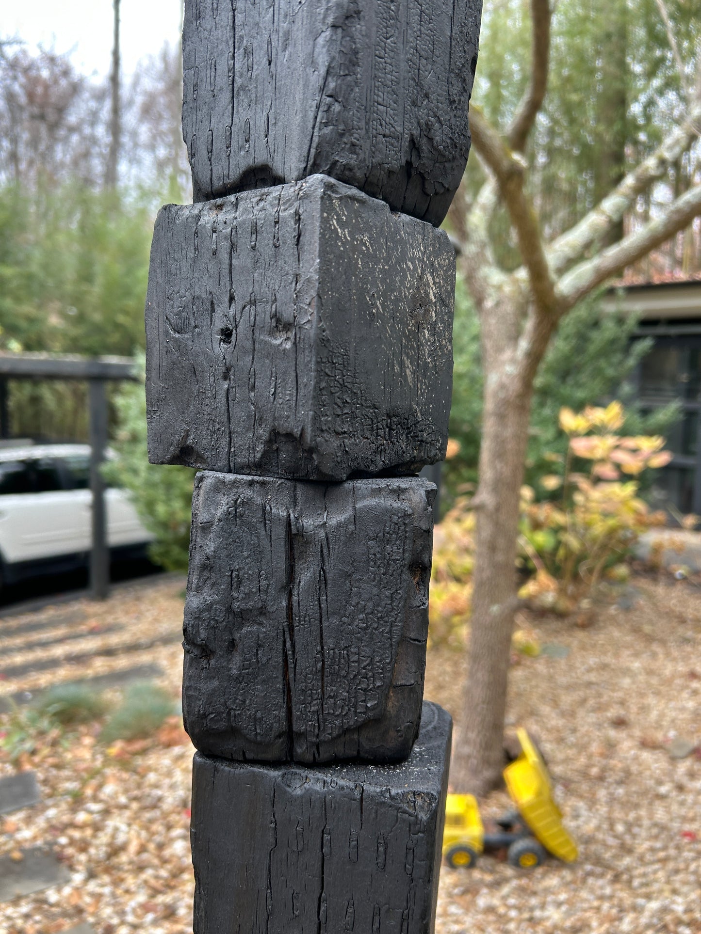 Organic Indoor-Outdoor Shou Sugi Ban Sculpture Totem #74/Sculpture-in-a-Box #7