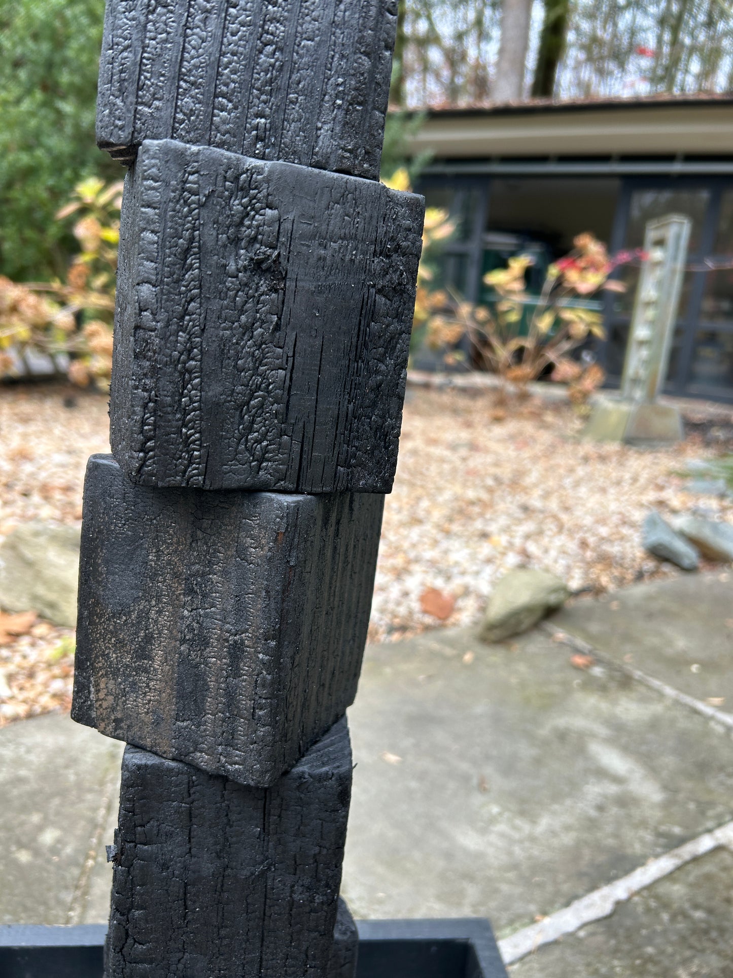 Organic Indoor-Outdoor Shou Sugi Ban Sculpture Totem #74/Sculpture-in-a-Box #7