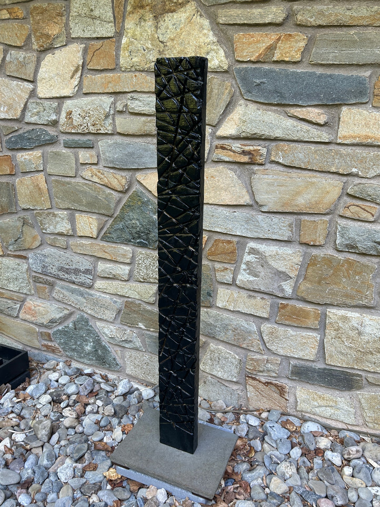 Indoor-Outdoor Milled Walnut Shou Sugi Ban Chainsaw Totem #76