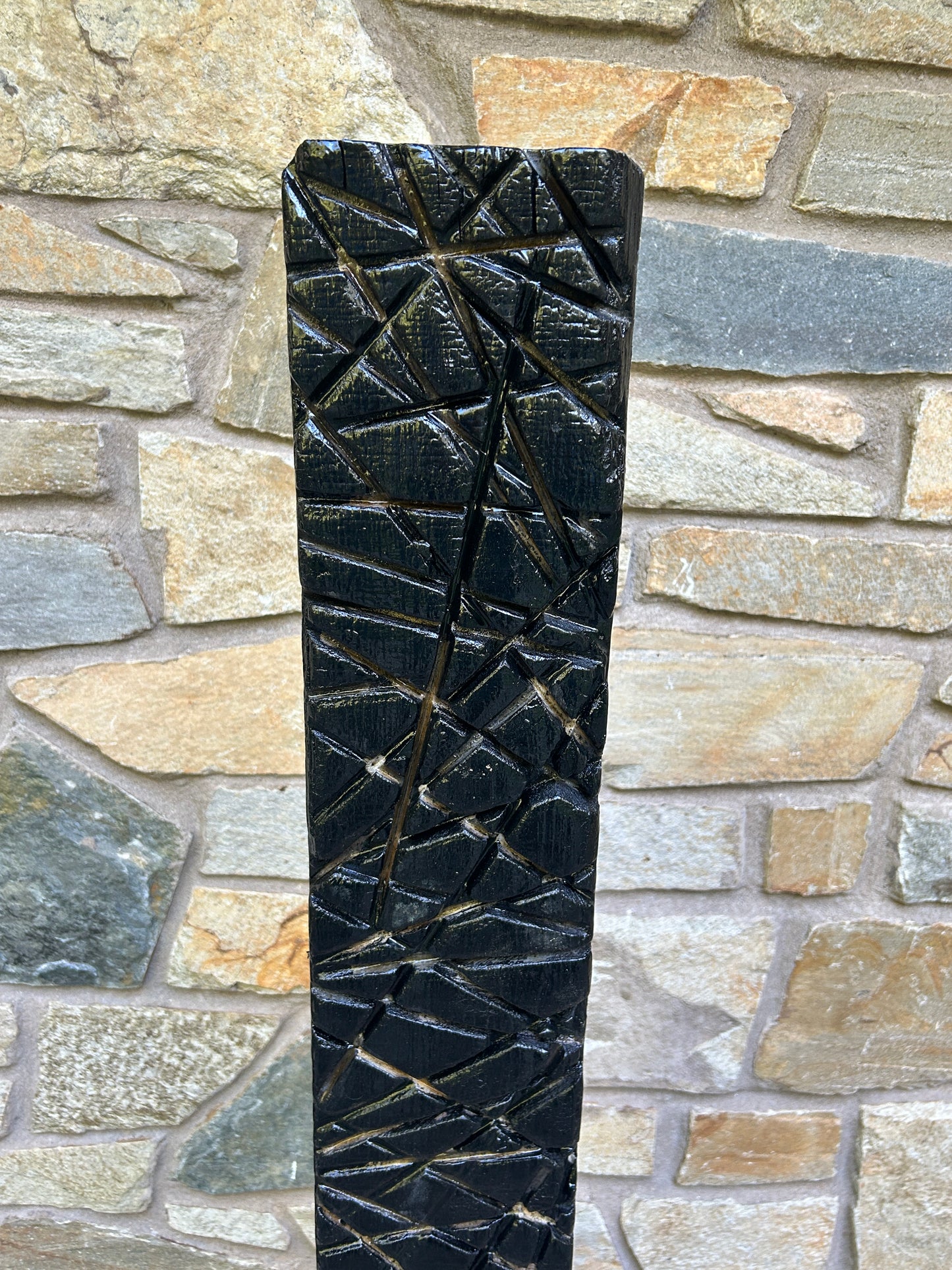 Indoor-Outdoor Milled Walnut Shou Sugi Ban Chainsaw Totem #76