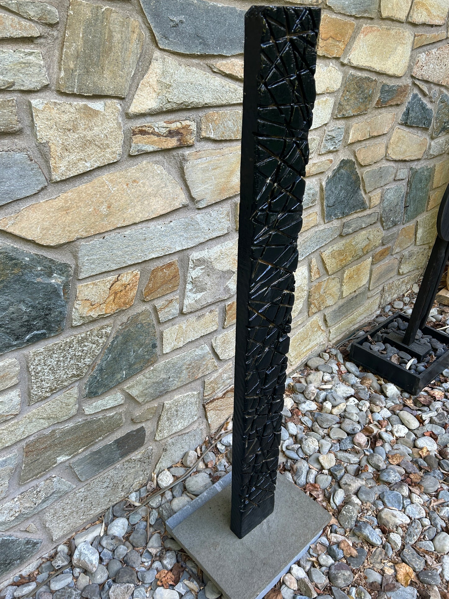 Indoor-Outdoor Milled Walnut Shou Sugi Ban Chainsaw Totem #76