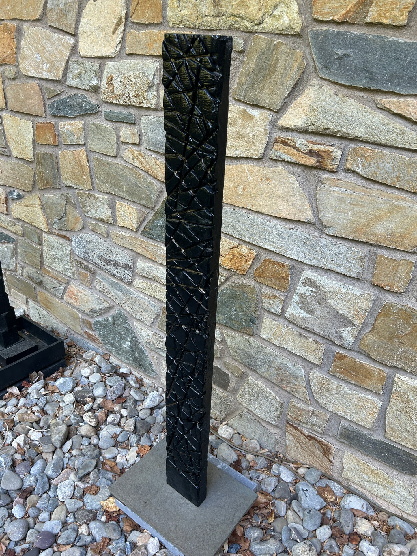 Indoor-Outdoor Milled Walnut Shou Sugi Ban Chainsaw Totem #76