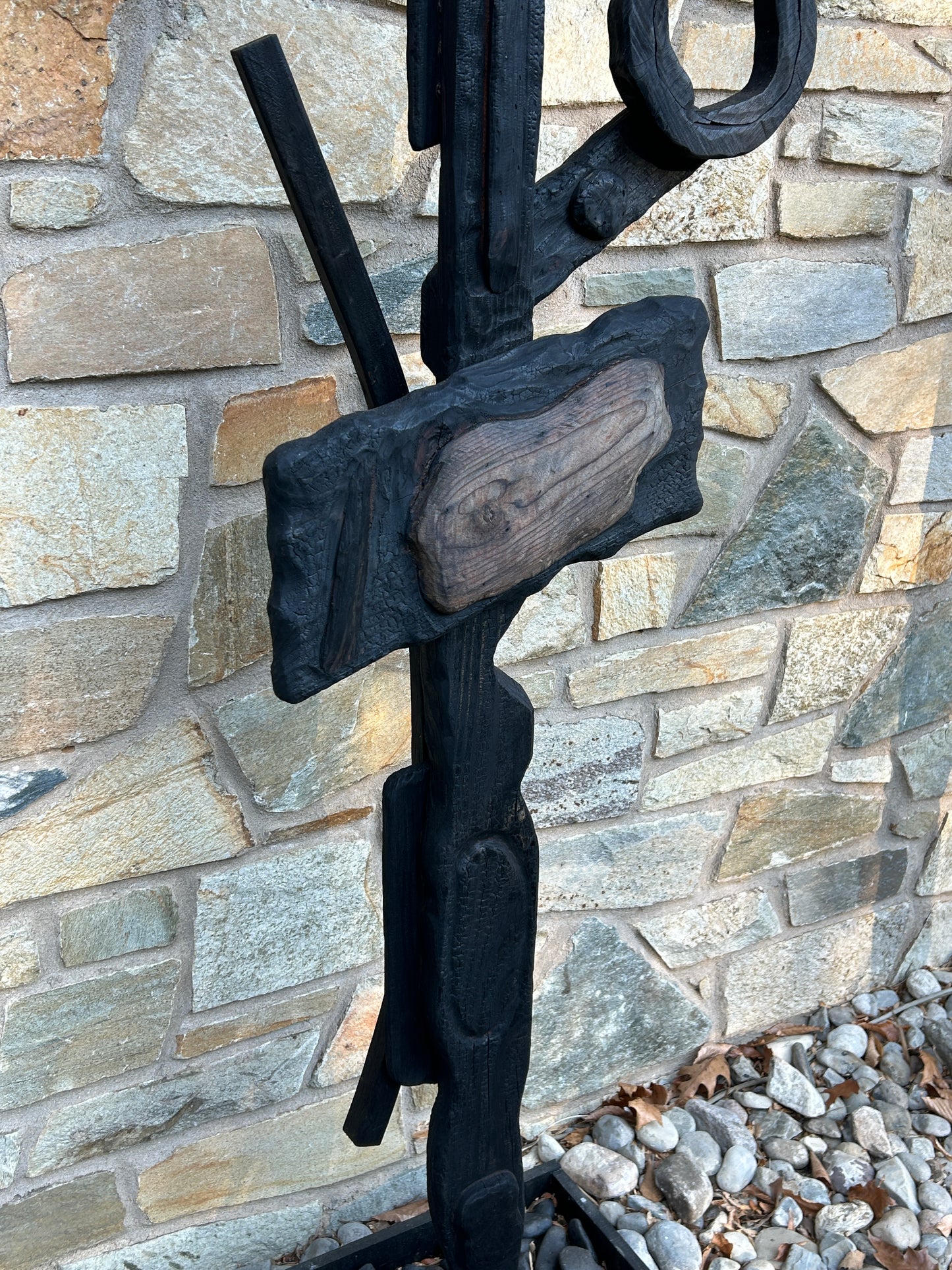 Organic Indoor-Outdoor Shou Sugi Ban Sculpture Totem #15/Personage #4 (Updated)